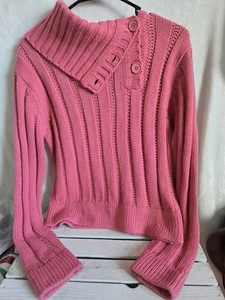 Airport Clothing Co. Button neck women's  pink sweater Size L  - Picture 1 of 3