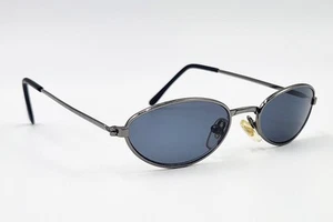 Small Kids Oval Sunglasses Silver Dark Gray Retro 90s Style - Picture 1 of 4