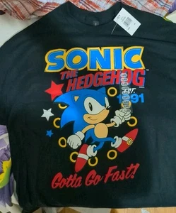 Sonic the Hedgehog T-Shirt Vintage Herren XL Schwarz/Blau Gotta Go Fast 1991 Neu - Bild 1 von 6