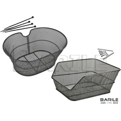 BARILEAGRIBIKE Cestino Posteriore + Cesto Anteriore Nero Bici City Bike - Olanda - MTB - Varie