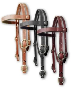 Cabecero Showman Argentino LTHR Draft Caballo Cuero Doble Costura Med Brn Negro - Imagen 1 de 4