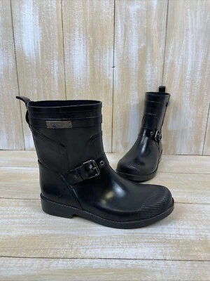 Botas de lluvia Coach Lester negras impermeables a mitad de la pantorrilla para mujer talla 7B Foto 1 de 4