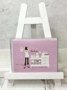 Doc Milo rosa Kinderzimmer Mom To Be Thank You Karten gefaltete Notizen 10er-Pack - Bild 1 von 2