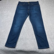 Lee Jeans Mens 38x32 Blue Regular Fit Straight Leg Dark Wash Stretch Denim