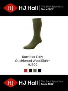 Mens HJ Hall Rambler™ HJ800 Wool Rich Fully Cushioned Walking Socks UK 4-13 - Picture 1 of 8