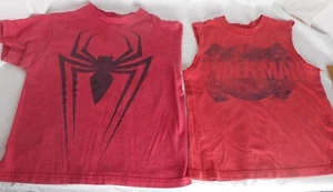 2 MARVEL Boys Sz S - X/S Red T-shirts Distressed Spiderman & Spider Short Sleeve - Picture 1 of 17