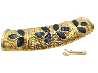 CHIUSURA ANNI '80 PER COLLANA - DORATA CON SMALTO NERO - Immagine 1 di 3