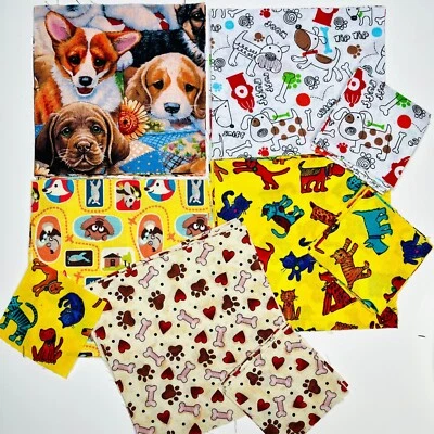 Dogs and Cats Fabric Charm Squares 5" Charms and 2.5” Mini Charms Pack, QTY 72 - Image 1 of 4