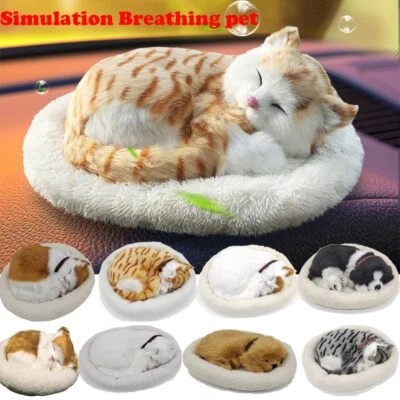 Juguete de peluche realista de simulación de animales para respirar gato dormido perro Foto 1 de 4