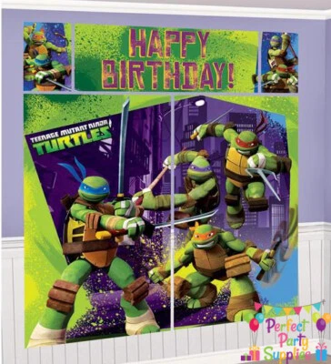 TMNT Party Supplies Scene Setter Backdrop Birthday Teenage Mutant Ninja Turtles - Image 1 of 3