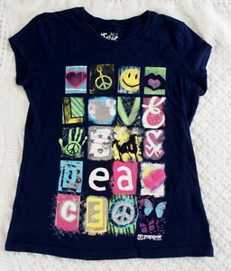 Justice 12 Girls Shirt VGUC Love Peace CEO Zappar short sleeve - Picture 1 of 3