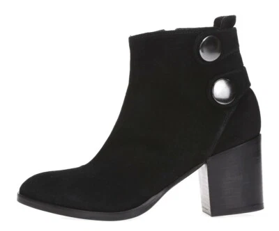 Botines de mujer ALBERTO FERMANI de gamuza negra de cuero a presión talla 38 Foto 1 de 4