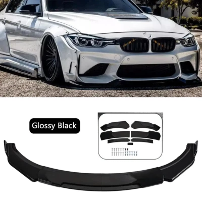 Front Bumper Lip Chin Splitter Spoiler Universal For BMW body kit Glossy Black - Image 1 of 4