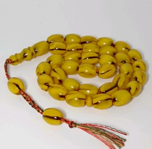 Unique Ottoman Fan Kurba Faturan Yellow Amber Bakelite Islamic Prayer Bead 40gr - Picture 1 of 22