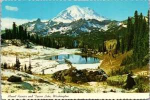 MOUNT RAINIER and TIPSOO LAKE Washington WA winter scene 4x6 Postcard - Picture 1 of 2