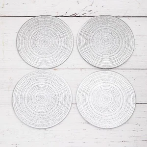 Set 2/4/6/8 Silver Round Mirror Glass Glitter Sparkle Coasters Drinks Table Mats - Picture 1 of 4