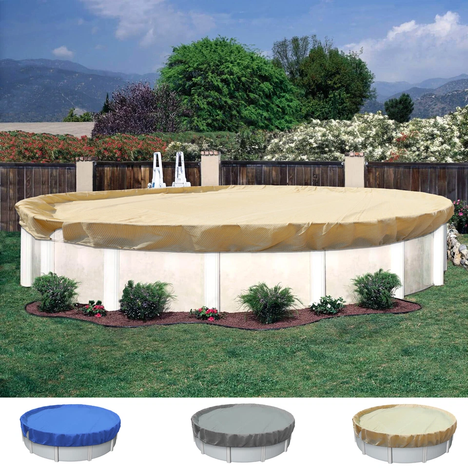 E&K Above Ground Pool Covers Round Winter Tarp Covers Garden Yard Swimming Pool - Image 1 of 4