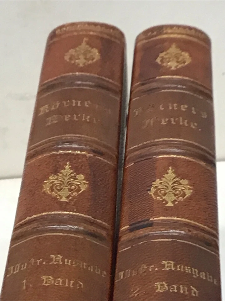1890 Leather 2 Vol. Theodor Körner s sämmtliche Werke. Erste illustrierte Ausgab - Image 1 of 4