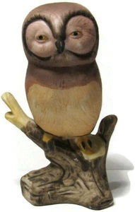 Barn Owl Porcelain Ceramic Bird Sitting on Hollowed Tree Stump Vintage MIC Brand - Picture 1 of 11