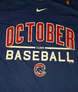 NIKE CHICAGO CUBS OCTOBER BASEBALL SHIRT GENUINE WORLD SERIES CHAMP 2XL MENS NWT - Picture 1 of 2