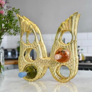 New Gold Angel Wings 6 Bottle Wine Rack - Picture 1 of 8
