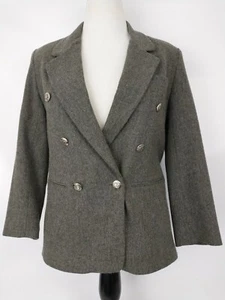 Dumas Women's size 4 Heathered Gray 100% Wool Lined Jacket Blazer Double Breast - Picture 1 of 9