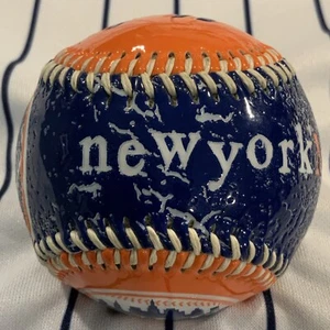 New York Mets Embossed Orange And Blue 2009 Rawlings Souvenir Baseball Ball - Picture 1 of 6