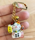 Lucky Cat Manekineko Japan Key Chain White Lucky