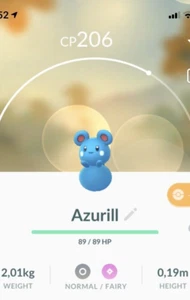 Azurill Pokemon Gen4 Go Pokémon Not Shiny Great league PVP Read Description - Picture 1 of 1