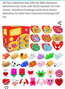 28 Pack Valentines Day Gifts for Kids Classroom Party Gifts with Mochi Squishy. - Picture 1 of 7