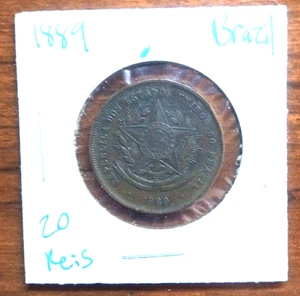 BRAZIL 1889 20 Reis Coin- Rare, Antique, A Great Find from South America!! - Picture 1 of 2
