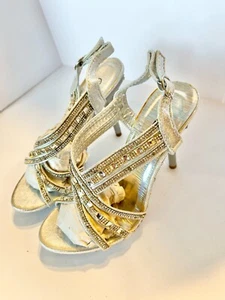 DELICACY Decent-62 Damen Silber mit Akzenten & Schnalle High Heel offene Zehenpartie Größe 5,5 - Bild 1 von 6