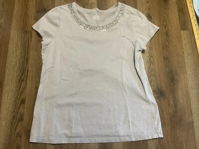 Merona Shirt, Women's Plus Size XXL, Gray, Sequins Round Neckline, Short Sleeve - Image 1 of 4