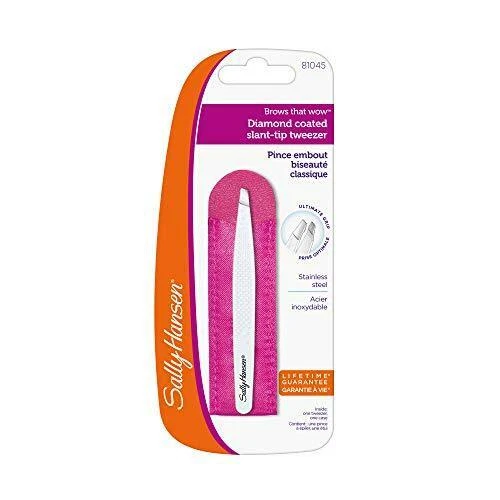 SALLY HANSEN BROWS THAT WOW DIAMOND COATED SLANT TIP TWEEZERS & CASE