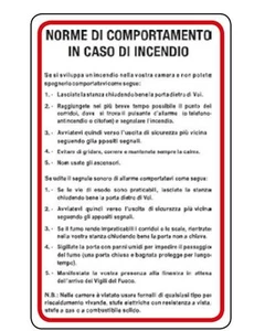 Cartello segnaletica norme da seguire in caso di incendio in alluminio 470x330mm - Imagen 1 de 1
