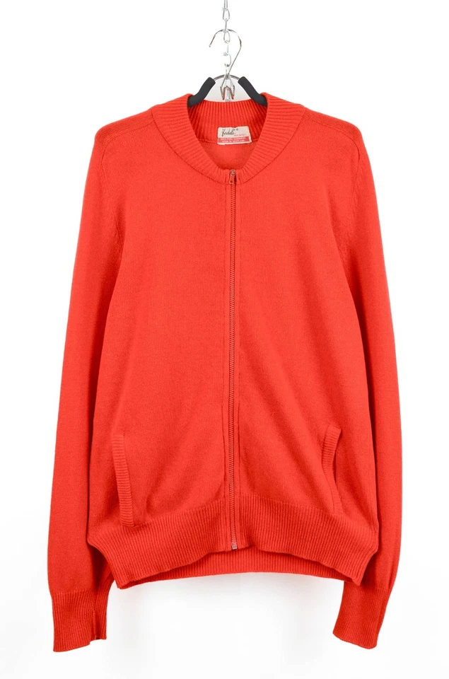 Cárdigan Fedeli rojo cachemir con cremallera - Hecho en Italia - Talla IT50 - Imagen 1 de 4