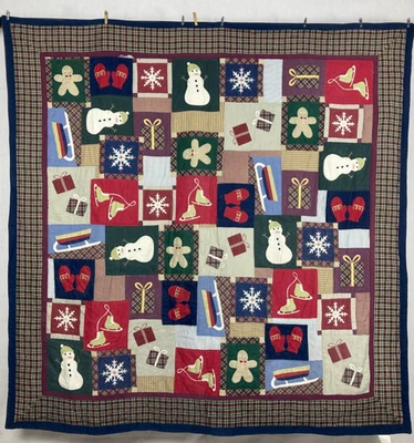 Edredón de cerámica multicolor vintage hecho a mano épico patchwork navideño 206x206 cm - Imagen 1 de 4