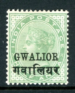 British India 1901 Gwalior QV 1a Pale Yellow Green 15 mm SG #40 Mint Q599 - Picture 1 of 6