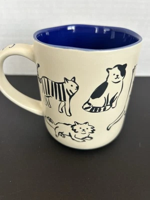 Opalhouse Cat Person Feline Stoneware Coffee Cup Mug Ivory Royal Blue 16 oz - Image 1 of 4
