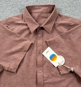 Vuori Shirt Mens Large Bridge Button Down Zion Rose Water Lily Short Sleeve NEW - Picture 1 of 10