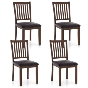 Modern Dining Chair Set of 4 w/ Slanted High Backrest Wear-resistant PVC Leather - Picture 1 of 9
