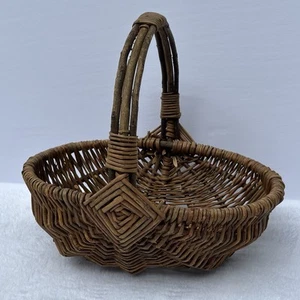 Vtg Basket Bent Wood Gods Eye Hand Woven Primitive Egg Gathering French - Picture 1 of 12