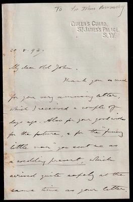 1893 Lieutenant-General Sir Frederick Stanley Maude KCB CMG DSO to John Ponsonby - Image 1 of 4