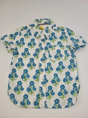 Boys Mini Boden Floral Short Sleeve Button Down Shirt size 4-5 linen blend - Image 1 of 2