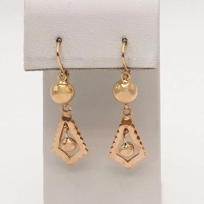 Brincos pendentes de ouro rosa 18k Art Deco fecho frontal cerejas Itália 750 - Imagem 1 de 4