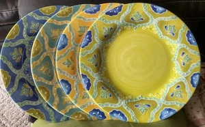 Laurie Gates Moroccan Melamine Dinner Plates 11” Embossed Mix & Match Set/4 EUC - Picture 1 of 5