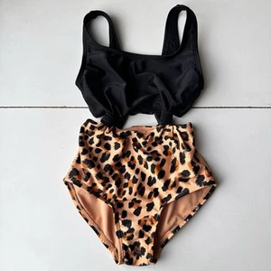 Target Art Class Kid Black And Leopard Print Swimsuit One Piece Girl Size:XS4/5 - Picture 1 of 8