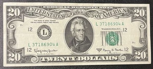 1963 A Twenty Dollar Federal Reserve Note $20 Bill Better Grade #94686 - Picture 1 of 2