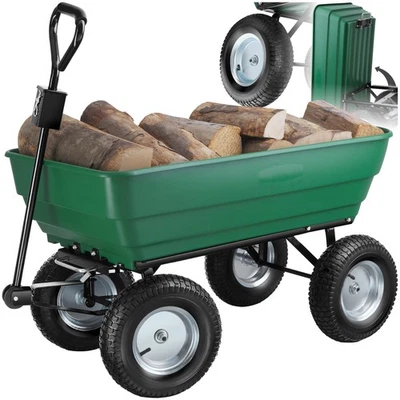 TECTAKE GMBH Carretto carrello rimorchio rimorchio spinta per trasporto da giardino 125l nuov