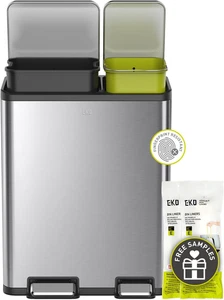 Edelstahl Zweistufiger Mülleimer zum Recycling, 30L + 20L Rechteckig Mülleimer - Bild 1 von 12